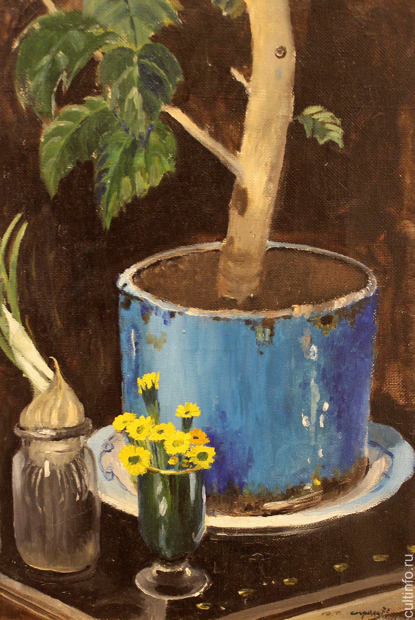 Юрий Иванович Пименов. Натюрморт с мать-и-мачехой. 1972